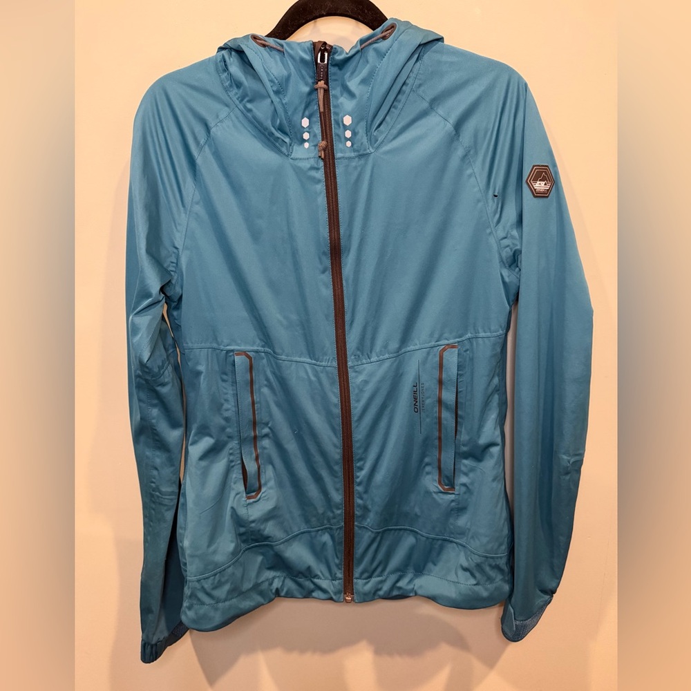 O’Neill Lightweight Teal Hooded Windbreaker Jacket
